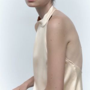 NWT Zara Satin effect halter dress